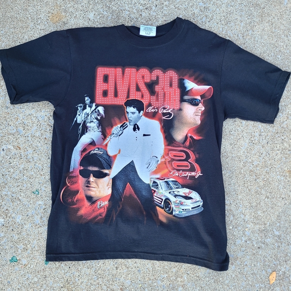 Y2K Nascar Racing Chase T-shirt Medium Dale Earnhardt Jr’s Elvis Presley 30th
